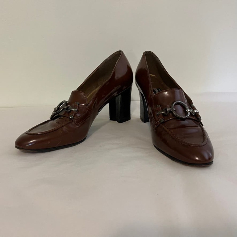 Stuart weitzman brown chunky heel shoes